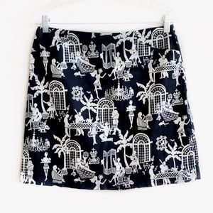 LILLY PULITZER | Late Night Toile Skirt | Sz 6. Length 18”. Waist 16”